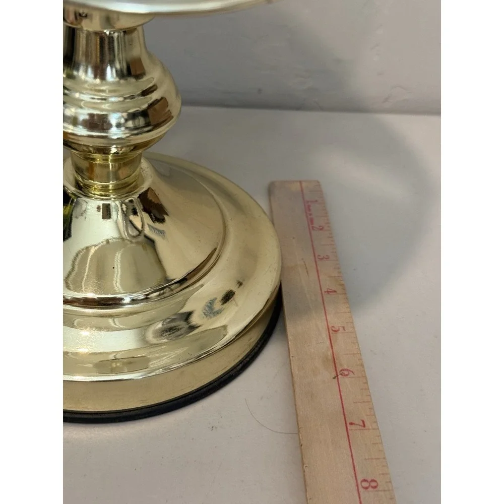 Vintage Hollywood Regency Table Lamp Segmented Curved Glass Shade 3- Way Touch